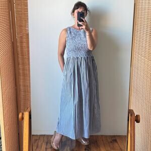 HILL HOUSE Cosima Nap Dress Navy Stripe